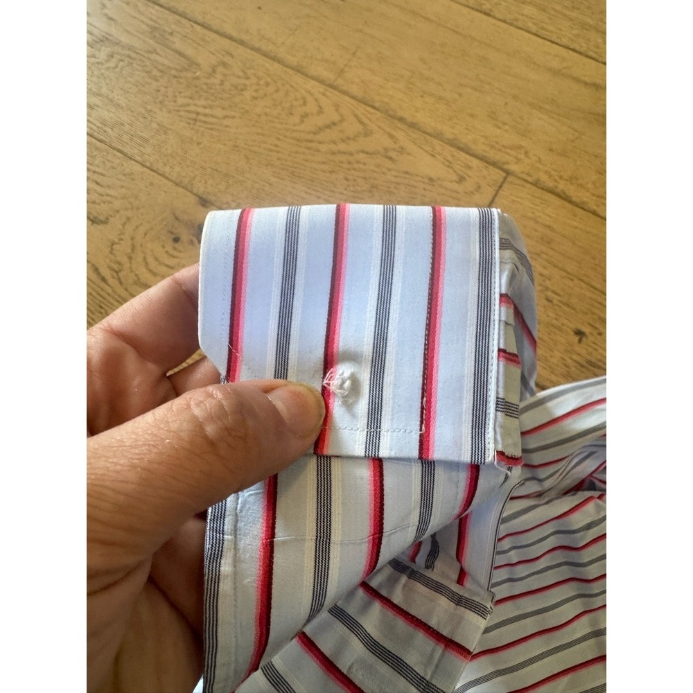 Canali Men's Dress Shirt Striped Long Sleeve Button Up Italy Size 43/17‎ (1065) - Picture 6 of 8